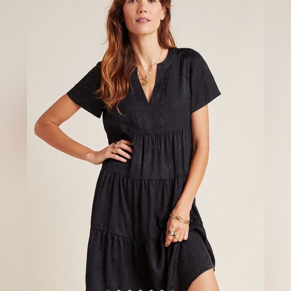 Maeve Dresses & Skirts - Maeve for Anthropologie Black Sacha Jacquard Tiered Tunic sz L NWT